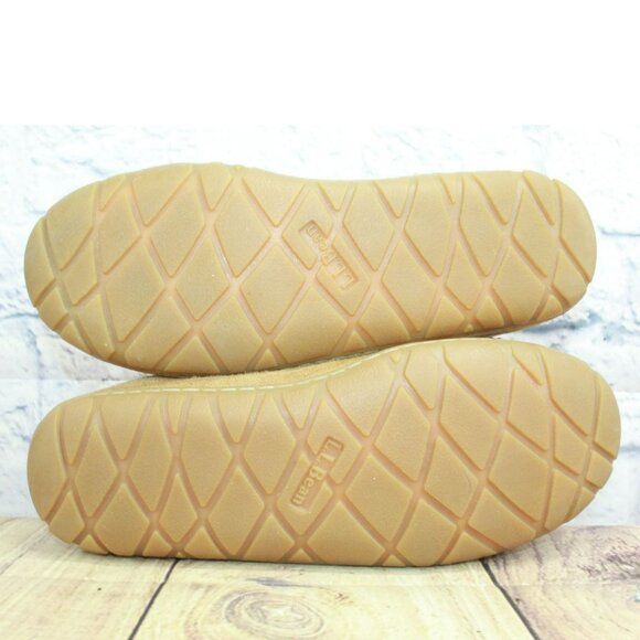 LL Bean Brown Suede Wicked Good Shearling Lined Venetian Slippers Size 7 M - Picture 9 of 9